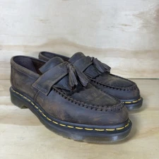 Dr. Marten's Adrian Crazy Horse Leather Brown Tassle Loafers Sz Mens 8 Womens 9