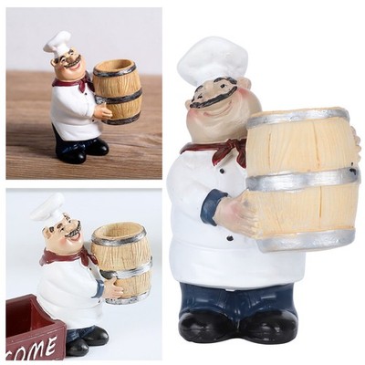 Resin Chef Statue Zahnstocher Halter Nordic Figur Restaurant Tischplatte De AL