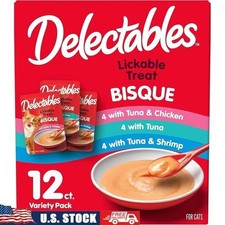 Delectables Bisque Wet Cat Treats Chicken Tuna Shrimp Lickable Treats 12 Count