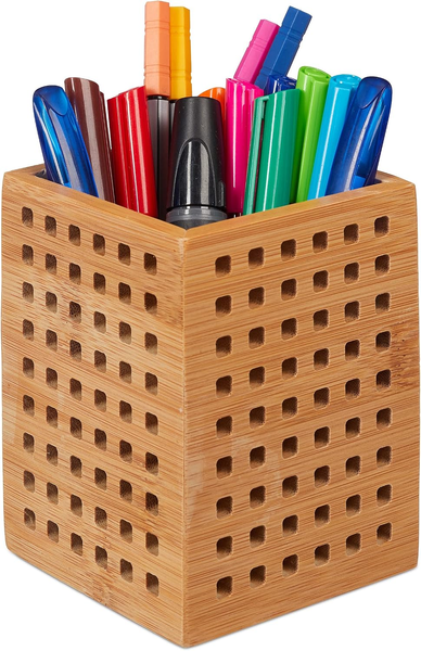 StiftköCher Bambus, Stiftebecher Schreibtisch, Landhausstil, Hxbxt: 11,5 X 9 X 9-image