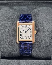 Cartier Tank Solo 2019 Cartier Blue strap Box & Papers W5200002 24mm 18kt Yellow
