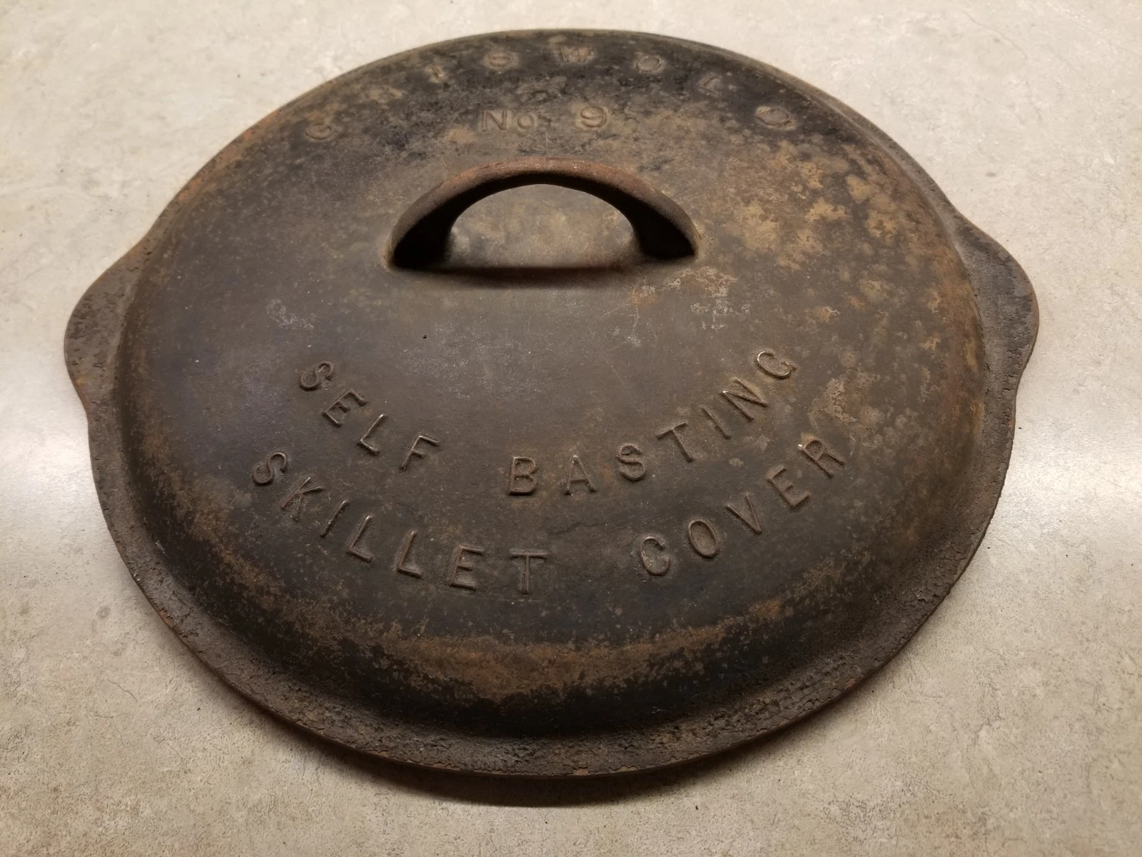 Antique Griswold No. 9 Self Basting Cast Iron Skillet Cover Lid Pat'd 1920 1925