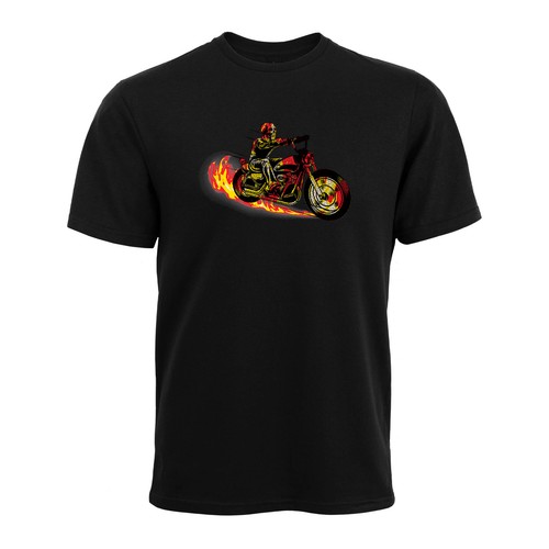 Skull Rider Men's Motorcycle T-Shirt Cotton