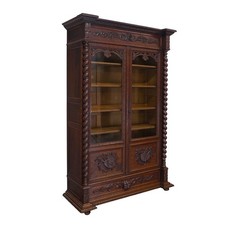 Vitrinenschrank Bücherschrank antik Gründerzeit massiv Eiche B: 141 cm -11908-