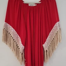 Vava by Joy Han Red Fringe Blouse