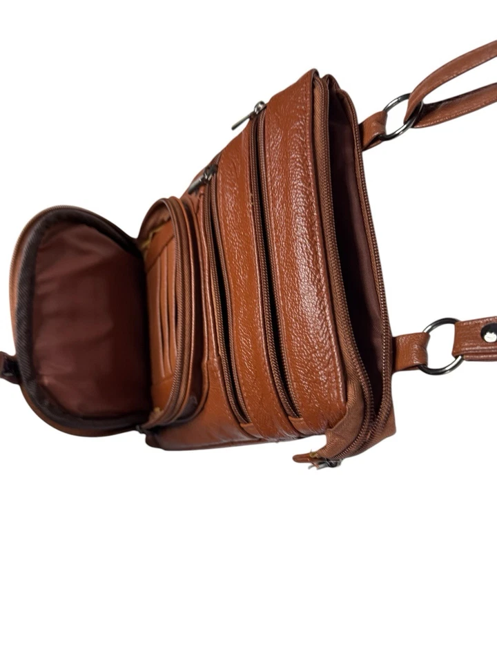 VTG Unbranded Unisex Faux leather crossbody bag with 6 compartments Boho Chic - Image 3 of 4