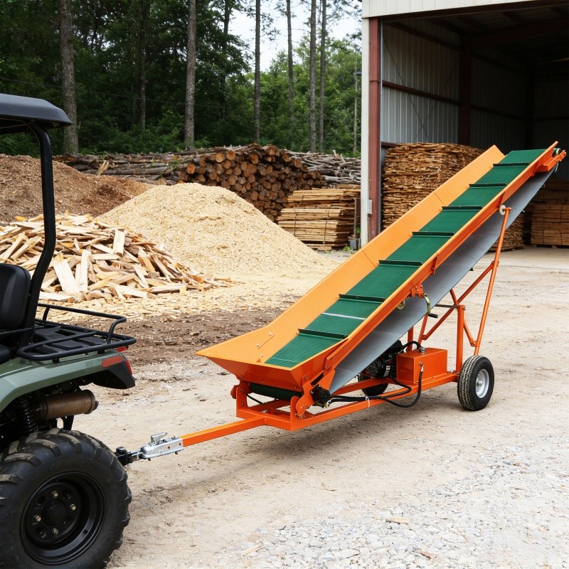 Firewood Conveyor 6.5HP 208cc Gasoline Powered 12" Width PVC Belt w/B&S Engine