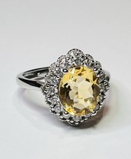 925 Sterling Silver Natural 5 Carats Natural Honey Gold Citrine Certified Ring