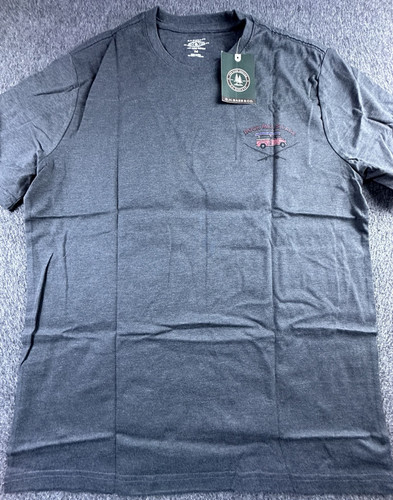G.H. Bass & Co. Shirt Men Medium Asphalt Heather Rock Mills Lake Graphic Tee New
