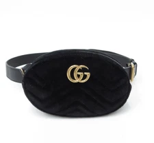 Authentic Gucci GG Marmont V Stitch Suede Waist Bag I#45272