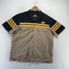 Harley Davidson Shirt Men's XL Black Tan Mechanic Work Embroidered Striped Biker
