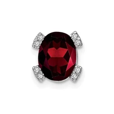 14k White Gold Oval Garnet and Diamond Chain Slide Pendant PM7104-GA-005-WA