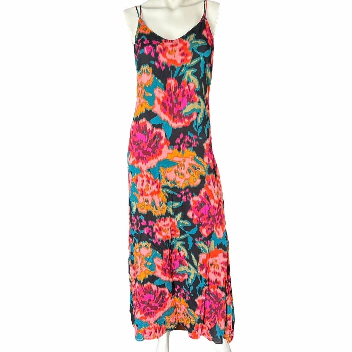 Stillwater Double Strap Slip Maxi Dress Medium Multicolor Floral $242 Retail View 3
