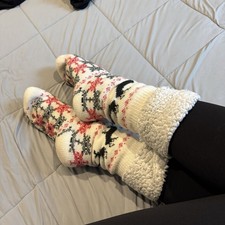 Fleece Women  s Non-Slip Thermal slipper socks