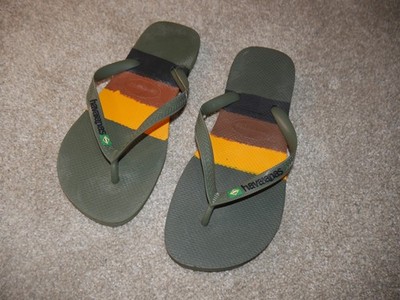 AWESOME Men's Colorblock Flip Flops HAVAIANAS Slippers Sz 13 Majority Green NEW