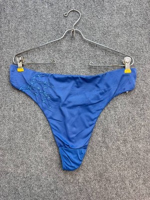 Cacique Sensual Blue Embroidered Vintage Hi-Cut Panties Women's Size 18/20