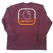 NWT Carhartt XL Long Sleeve Graphic Tee Heavyweight Pocket Loose Fit Maroon Red