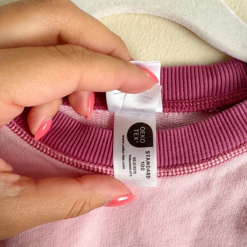 Hanna Andersson Pink + Red French Terry Colorblock Sweatshirt - Youth 5 - Picture 6 of 9