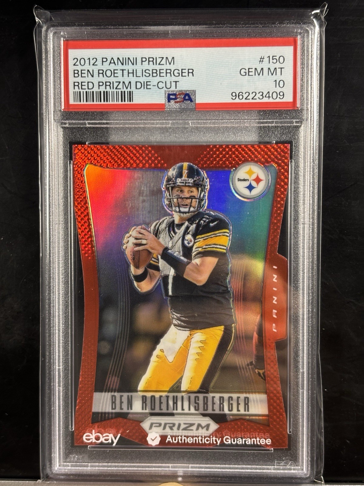 2012 Panini Prizm RED DIE CUT Ben Roethlisberger #150 PSA 10 COLOR MATCH GRAIL