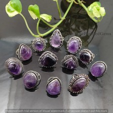 Mystery Deal !! 10Pcs Amethyst Gemstone 925 Silver Boho Rings Lot Jewelry Gift
