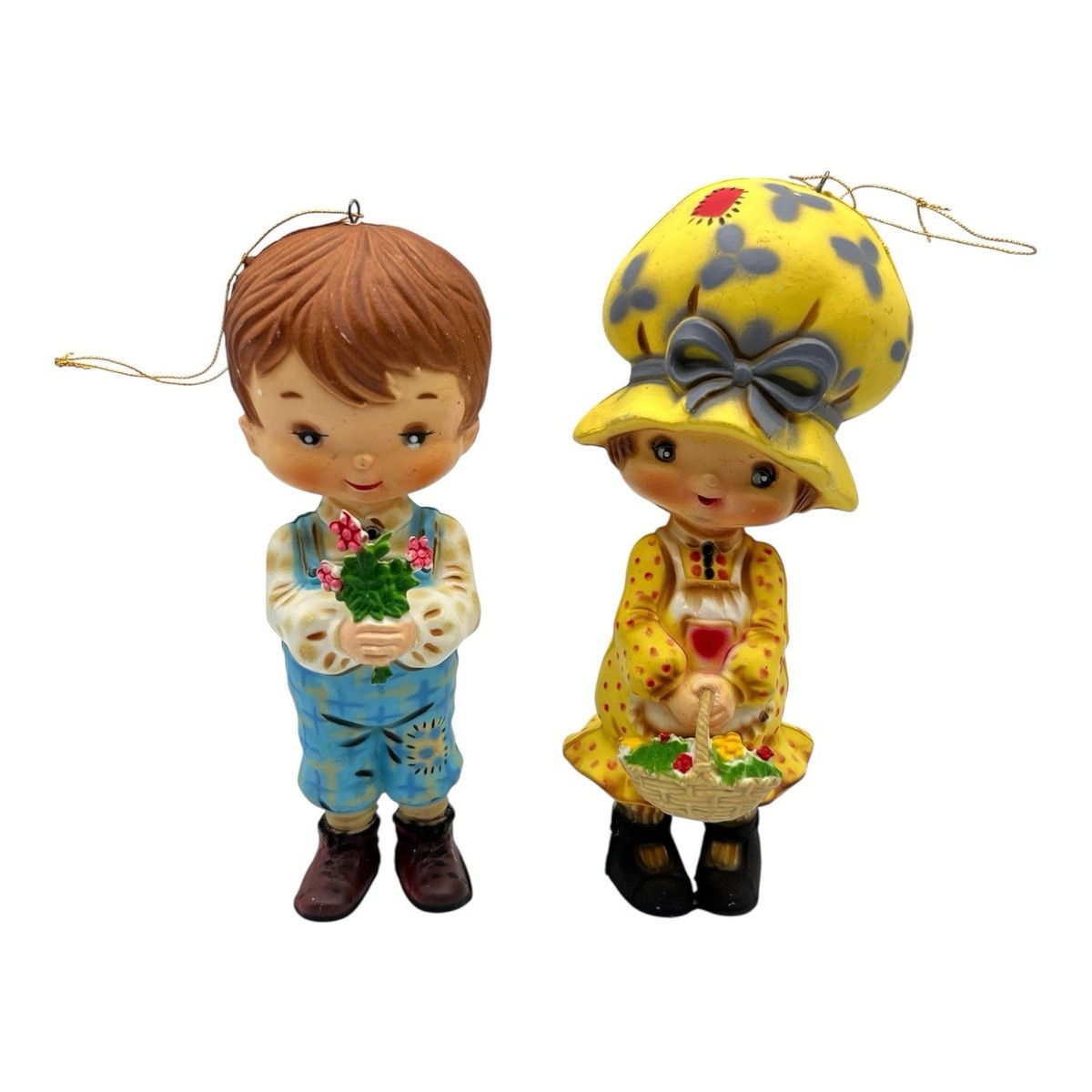Holly & Robbie Hobbie Plastic Doll Figures Ornaments Holding
