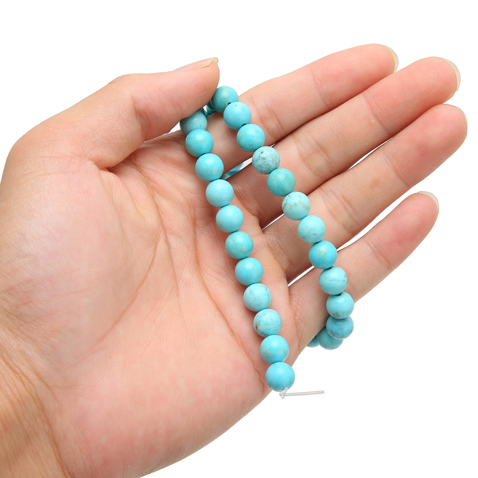 Turquoise Beads 8mm Blue Shiny Natural Stone Beads Round Turquoise Beads For DIY