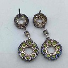 Sterling Silver 925 Peridot Halo Circle Necklace and Drop Earrings Set 18" 14.3g — photo 3