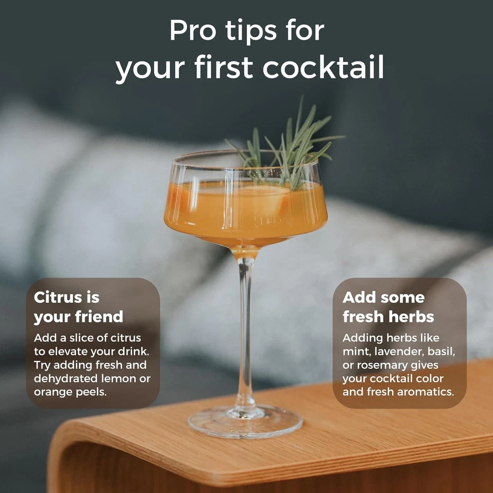 TAG Luxe Martini Vasos - Juego de 4 Cristal Soplado a Mano con Cuchara de Barra Foto 3 de 4