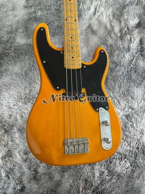 Butterscotch Blonde Electric Bass Single Coil Pickup Black Pickguard Maple Neck