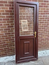 UPVC External Door Half Panel, Brown Double Glazed