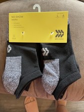 All In Motion No Show Socks 6 Pair Shoe Size 3-7 Black