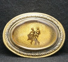 WF13110 VINTAGE 1970s MAN WOMAN COUPLE SQUARE DANCING WESTERN BELT BUCKLE
