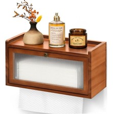 Wall Mount Paper Towel Holder, Wooden Paper Towel Dispenser for C-Fold Z-Fold...