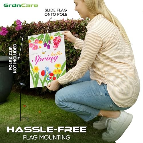 Hello Spring Gartenfahne 12,5 x 18 Zoll - doppelseitige Frühlingsfahnen Garten, - Bild 5 von 6