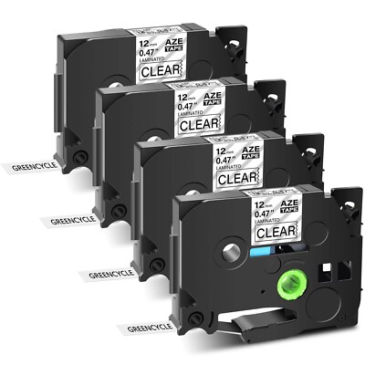 4PK 1/2'' TZ TZe 131 Black on Clear Label Tape for Brother P-touch PT-H110 D600