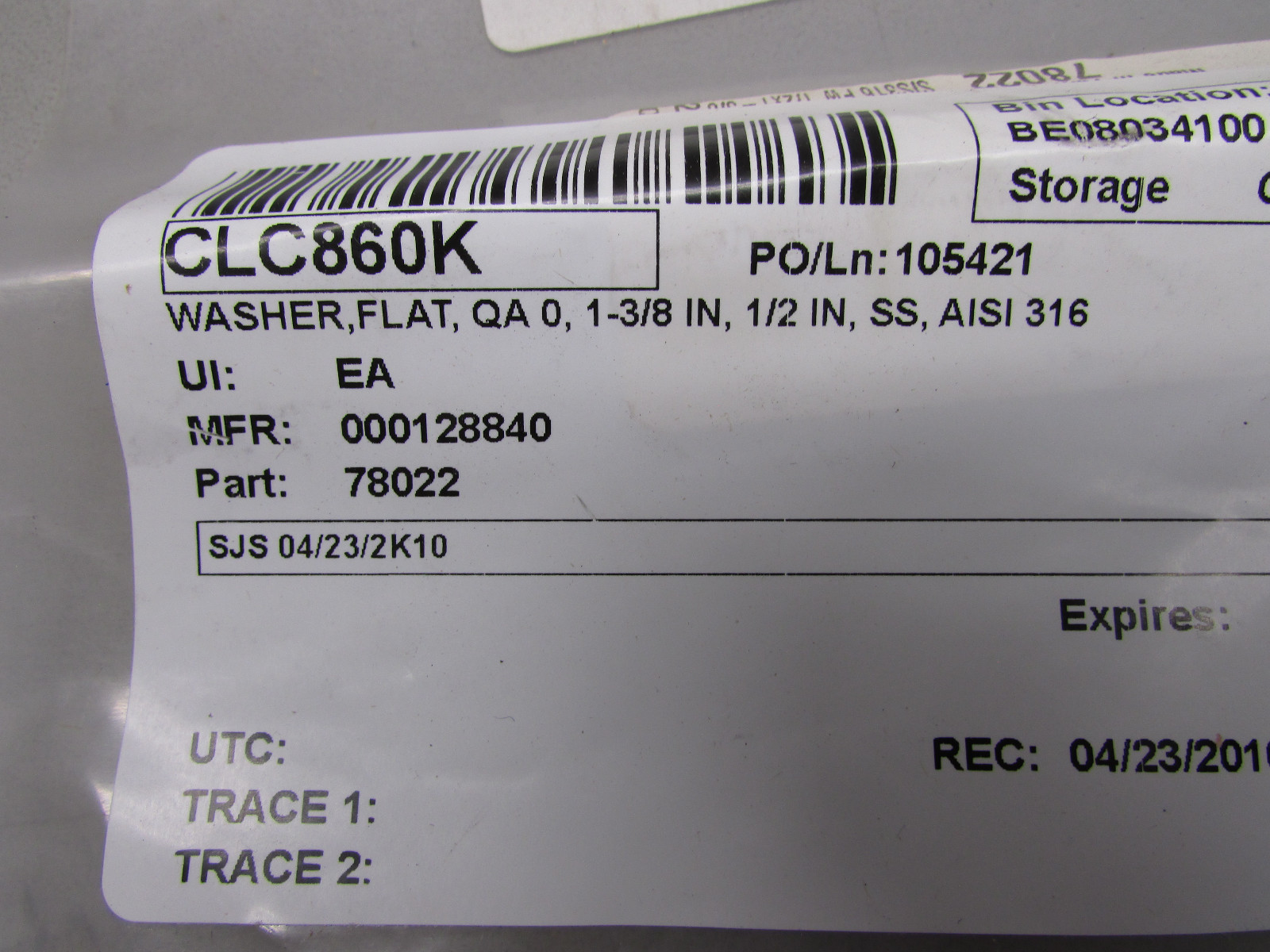 Fastenal 78022 Flat Washer SS 13/8'' x 1/2'' Lot of 50! eBay
