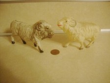 Vintage Celluloid Toys Pair of Rams Horned Sheep Amazing Collectible Set
