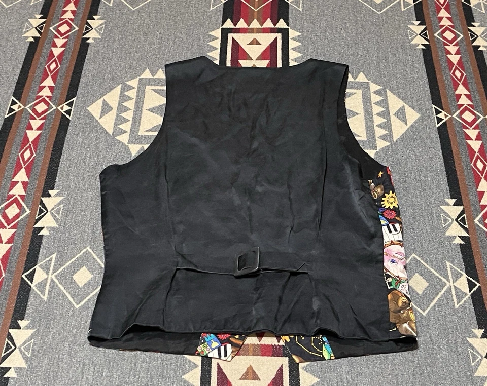 Nicole Miller Silk Toys Print FAO Schwarz Vest Women’s Sz M Vtg M7 - Image 2 of 4