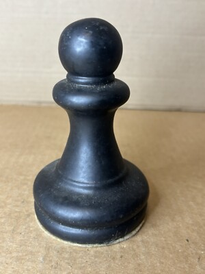 Large Vintage Black Pawn Chess Piece Decor Cool Retro Wood w/ Felt Bottom 4 1/2 
