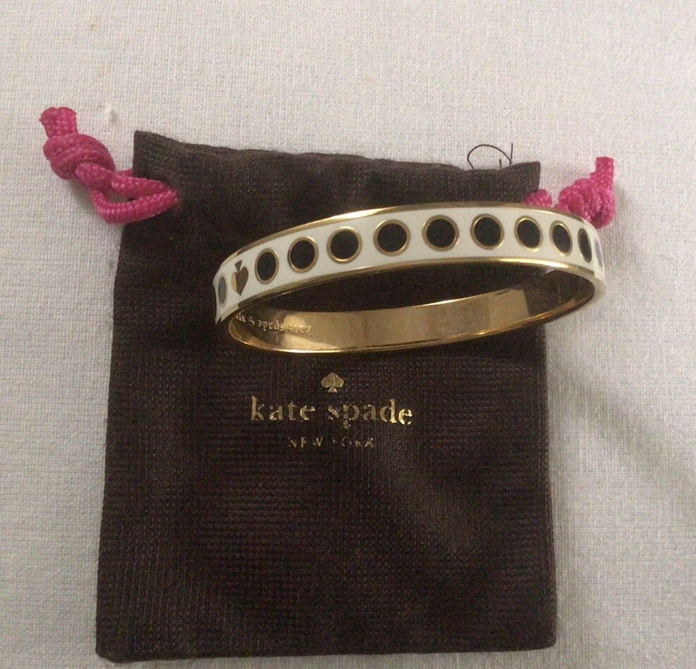 BRACCIALE KATE SPADE HEART IN THE MIDDLE MAI INDOSSATO BEIGE PUNTI NERI CUORE