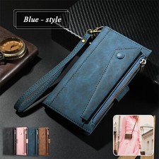For Samsung A73 A53 A33 A13A12 5G 4G Card Leather Zipper Wallet Stand Case