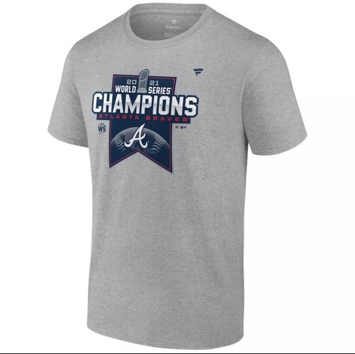 Atlanta Braves 2021 World Series Champions T-Shirt Locker Room Official Gray XL - Picture 2 of 6