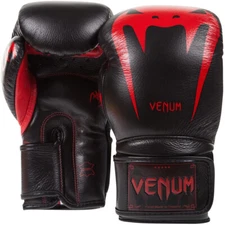 Venum Giant 3.0 Nappa Leather Hook and Loop Boxing Gloves - Black Devil
