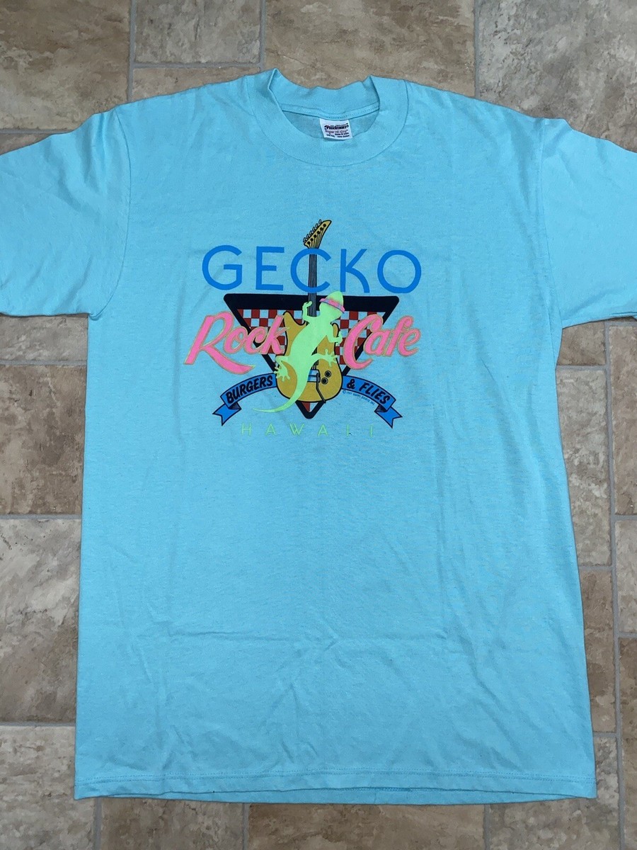 Vintage 1987 GECKO Rock Cafe Burgers & Flies Hawaii T-Shirt Vintage 1987 GECKO Rock Cafe Burgers & Flies Hawaii T-Shirt