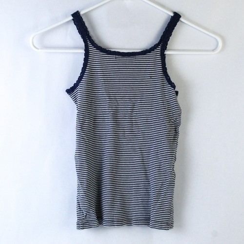 Gap Kids Blue White Striped Lace Trim Tank Top Girls Size M (8) - Good Condition - Picture 2 of 5
