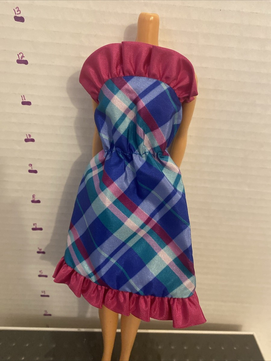 barbie blue plaid dress VINTAGE TWICE AS NICE #7953 Height:158-185