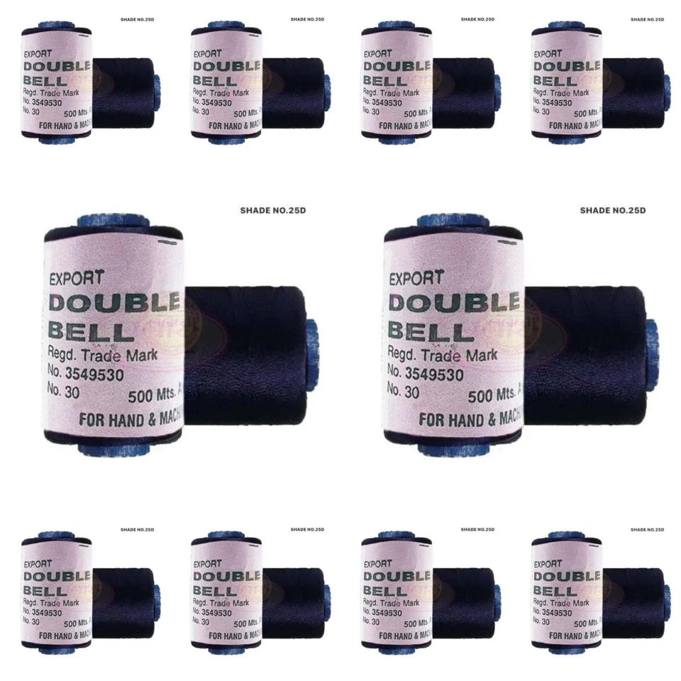 10X Double Bell Viscose Rayon Silk Thread for Embroidery Color Blue Shade No.25D - Image 3 of 3