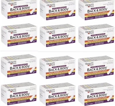 Lot Of 12 Quality Plus Extra Strength Back & Body 24 ct Per Bottle
