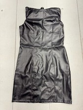 Shein Faux Leather Black Sleeveless Back Zip Dress Womens Size Large