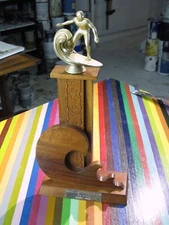 vtg 1976 Surfing ephemera - Trophy Rabbit Kekai Mobile Surf Competition 2nd plc